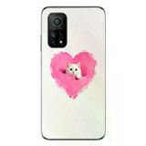 Xiaomi Mi 10 T Uyumlu Pembe Kalpli Kedi Baskılı Silikon Kılıf
