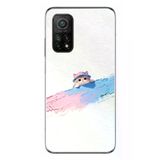 Xiaomi Mi 10 T Uyumlu Pembe Mavi Kedi Baskılı Silikon Kılıf