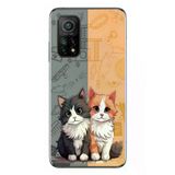 Xiaomi Mi 10 T Uyumlu Sarı ve Siyah Kedi Baskılı Silikon Kılıf