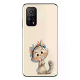 Xiaomi Mi 10 T Uyumlu Sevimli Çiçekli Kedi Baskılı Silikon Kılıf