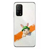 Xiaomi Mi 10 T Uyumlu Yeşil Şapkalı Tavşan Baskılı Silikon Kılıf