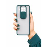 Xiaomi Mi 10T Lite 5G ile uyumlu Kılıf Slayt Sürgülü Arkası Buzlu Lensi Kapak - Koyu Yeşil