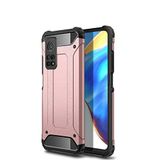 Xiaomi Mi 10T Pro 5G ile uyumlu Çİft Katman Koruyucu Crash Military Tank Kılıf - Rose Gold