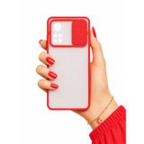 Xiaomi Mi 10T Pro 5G ile uyumlu Kılıf Slayt Sürgülü Arkası Buzlu Lensi Kapak - Kırmızı