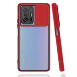 Xiaomi Mi 11T Pro 5G ile uyumlu Kılıf Slayt Sürgülü Arkası Buzlu Lensi Kapak - Kırmızı