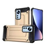 Xiaomi Mi 12 ile uyumlu Çİft Katman Koruyucu Crash Military Tank Kılıf - Gold