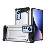 Xiaomi Mi 12 ile uyumlu Çİft Katman Koruyucu Crash Military Tank Kılıf - Gri