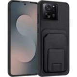 Xiaomi Mi 13T Uyumlu Kılıf Zebana Flexstand Kartlıklı Silikon Kılıf Siyah