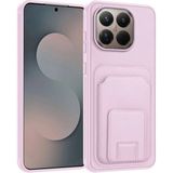 Xiaomi Mi 15T Pro Uyumlu Kılıf Zebana Flexstand Kartlıklı Silikon Kılıf Rose Gold