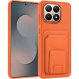 Xiaomi Mi 15T Uyumlu Kılıf Zebana Flexstand Kartlıklı Silikon Kılıf Turuncu