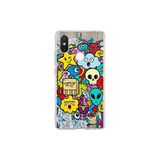 Xiaomi Mi 8 SE ile Uyumlu Grafiti Doodle Tasarımlı Şeffaf Silikon Kılıf