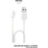 Xiaomi Mi Band 8 Active Uyumlu Şarj Cihazı Aleti Kablosu Hızlı Şarj - Beyaz