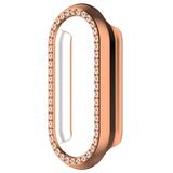 Xiaomi Mi Band 8 / Band 9 ile uyumlu Kenar Taşlı Kasa Koruyucu (Ekran Koruyucusuz) Rose Gold