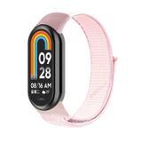 Xiaomi Mi Band 9 İle Uyumlu Hasır Nylon Akıllı Bileklik Kordon - Saat Kordonu Açık Pembe