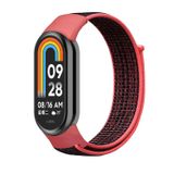 Xiaomi Mi Band 9 İle Uyumlu Hasır Nylon Akıllı Bileklik Kordon - Saat Kordonu Kırmızı - Siyah