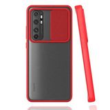 Xiaomi Mi Note 10 Lite ile uyumlu Kılıf Slayt Sürgülü Arkası Buzlu Lensi Kapak - Kırmızı