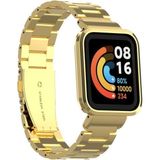Xiaomi Mi Watch Lite Uyumlu Baklalı Paslanmaz Çelik Klipsli Kordon ve Kasa Koruyucu - Gold