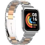 Xiaomi Mi Watch Lite Uyumlu Baklalı Paslanmaz Çelik Klipsli Kordon ve Kasa Koruyucu - Gümüş - Rose Gold