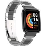 Xiaomi Mi Watch Lite Uyumlu Baklalı Paslanmaz Çelik Klipsli Kordon ve Kasa Koruyucu - Gümüş - Siyah