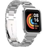 Xiaomi Mi Watch Lite Uyumlu Baklalı Paslanmaz Çelik Klipsli Kordon ve Kasa Koruyucu - Gümüş