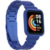 Xiaomi Mi Watch Lite Uyumlu Baklalı Paslanmaz Çelik Klipsli Kordon ve Kasa Koruyucu - Mavi