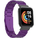 Xiaomi Mi Watch Lite Uyumlu Baklalı Paslanmaz Çelik Klipsli Kordon ve Kasa Koruyucu - Mor