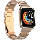 Xiaomi Mi Watch Lite Uyumlu Baklalı Paslanmaz Çelik Klipsli Kordon ve Kasa Koruyucu - Rose Gold