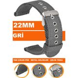 xiaomi mi watch s1-s2 yuvarlak kasa uyumlu 22mm nato kumaş tekstil saat kordonu kayışı f32t-gr - Gri