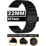 xiaomi mi watch s1-s2 yuvarlak kasa uyumlu 22mm paslanmaz çelik metal saat kordonu kayışı m17pd2-22mm - 22 mm - Siyah