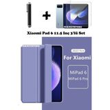 Xiaomi Pad 6 11 Inç 2023 Uyumlu Flip Smart Standlı Uyku Modlu Tablet Kılıfı + Ekran Koruyucu + Kalem - Lila