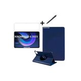 Xiaomi Pad 6 11 İnç Uyumlu 360° Dönebilen Standlı Tablet Kılıfı Ekran Koruyucu Ve Kalem Seti Pembe Lacivert