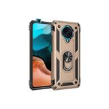 Xiaomi Poco F2 Pro Kılıf Vega Yüzüklü Standlı Tank Zırh Kapak + Ekran Koruma GOLD