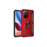 Xiaomi Poco F3 Kılıf Sofya Yüzüklü Silikon Kapak - Kırmızı-(5796)