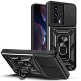 Xiaomi Poco F5 Pro Kılıf Magnetik Standlı Kamera Korumalı Sürgülü Vega Kapak Kılıf Siyah