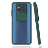Xiaomi Poco M4 Pro 5G ile uyumlu Kılıf Slayt Sürgülü Arkası Buzlu Lensi Kapak - Koyu Yeşil