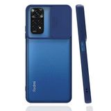 Xiaomi Poco M4 Pro 5G ile uyumlu Kılıf Slayt Sürgülü Arkası Buzlu Lensi Kapak - Lacivert