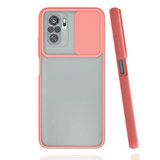 Xiaomi Poco M5S ile uyumlu Kılıf Slayt Sürgülü Arkası Buzlu Lensi Kapak - Pembe Açık