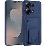 Xiaomi Poco M6 Pro Uyumlu Kılıf Zebana Flexstand Kartlıklı Silikon Kılıf Lacivert