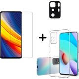 Xiaomi Poco X3 Gt ile Uyumlu Kılıf Şeffaf Temperli Kırılmaz Cam Ekran ve Kamera Lens Koruyucu Seti