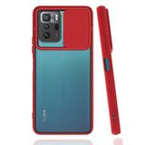 Xiaomi Poco X3 GT ile uyumlu Kılıf Slayt Sürgülü Arkası Buzlu Lensi Kapak - Kırmızı