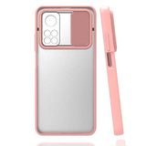 Xiaomi Poco X3 GT ile uyumlu Kılıf Slayt Sürgülü Arkası Buzlu Lensi Kapak - Pembe Açık
