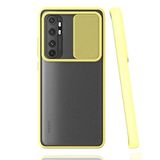 Xiaomi Poco X3 GT ile uyumlu Kılıf Slayt Sürgülü Arkası Buzlu Lensi Kapak - Sarı