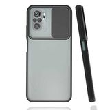 Xiaomi Poco X3 GT ile uyumlu Kılıf Slayt Sürgülü Arkası Buzlu Lensi Kapak - Siyah