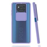 Xiaomi Poco X3/Xiaomi Poco X3 NFC/Xiaomi Poco X3 Pro ile uyumlu Kılıf Slayt Sürgülü Arkası Buzlu Lensi Kapak - Lila