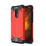 Xiaomi Pocophone F1 ile uyumlu Çİft Katman Koruyucu Crash Military Tank Kılıf - Kırmızı