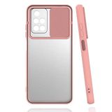Xiaomi Redmi 10 ile uyumlu Kılıf Slayt Sürgülü Arkası Buzlu Lensi Kapak - Pembe Açık