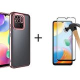 Xiaomi Redmi 10C Kılıf Kamera Korumalı Logo Gösteren Omega Kapak Ve Tam Kapatan Ekran Koruyucu (rose)