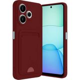 Xiaomi Redmi 13 4g Uyumlu Arka Kamera Korumalı Kart Koyulabilen Silikon Kartlıklı Kılıf Kapak - Bordo