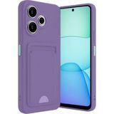 Xiaomi Redmi 13 4g Uyumlu Arka Kamera Korumalı Kart Koyulabilen Silikon Kartlıklı Kılıf Kapak - Lila