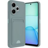 Xiaomi Redmi 13 4g Uyumlu Arka Kamera Korumalı Kart Koyulabilen Silikon Kartlıklı Kılıf Kapak - Su Yeşili